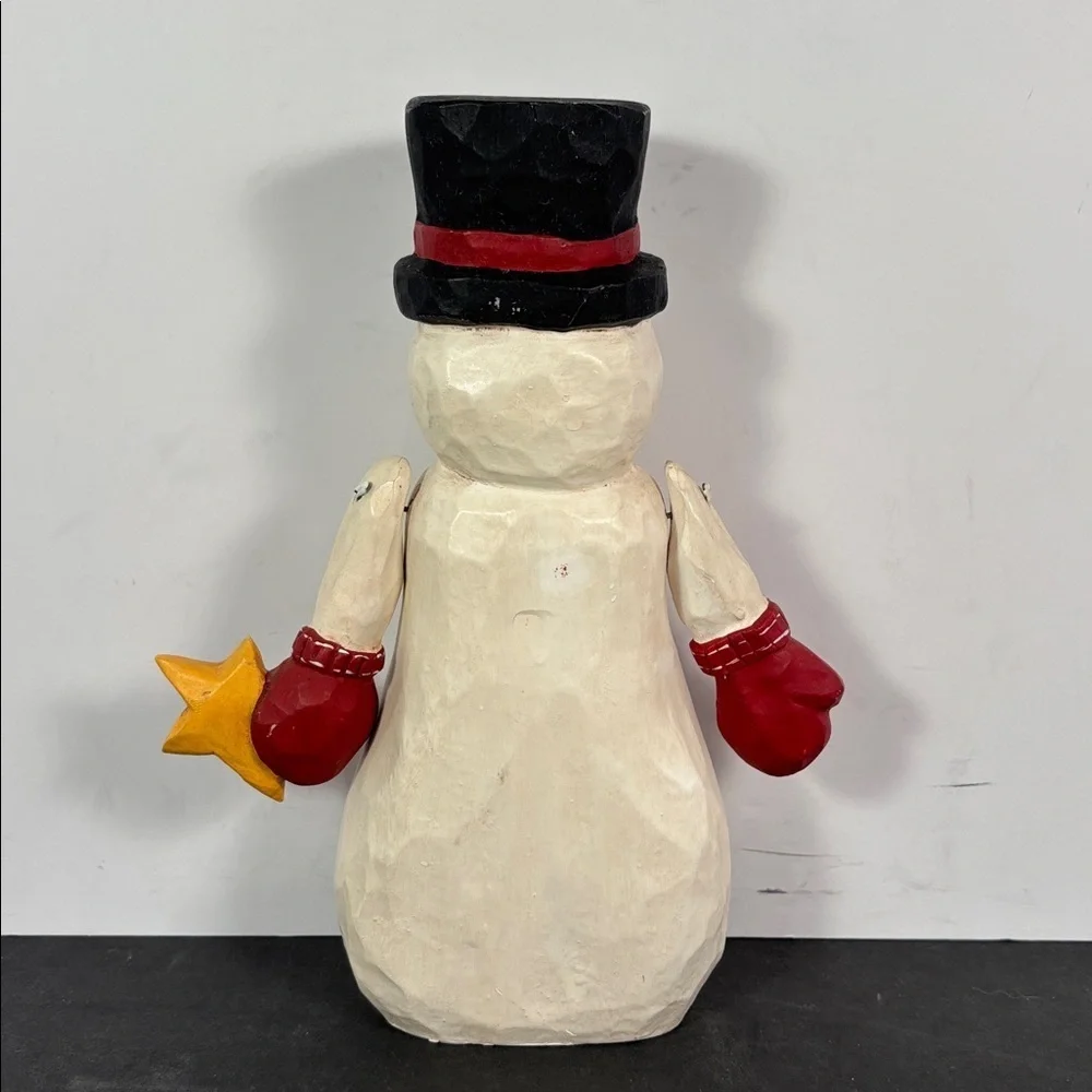 Carved Style Snowman Folk Art Christmas Figure 8.5 in